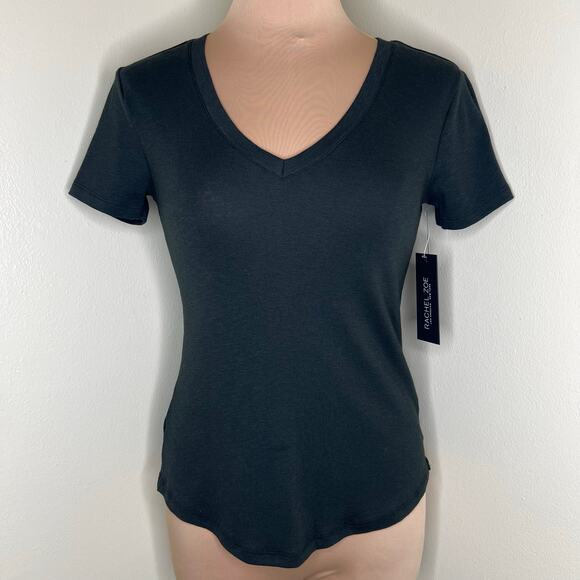 Rachel Zoe Basic Tee Womens Xs Black V-Neck Essential Classic Closet Staple New - Picture 1 of 7